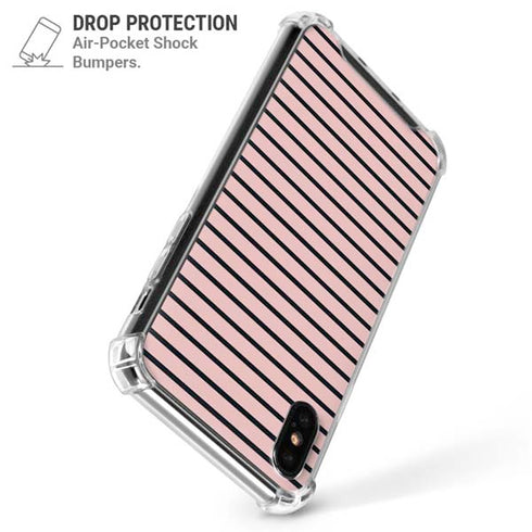 Pink and Black Stripes iPhone XS Max Clear Case
